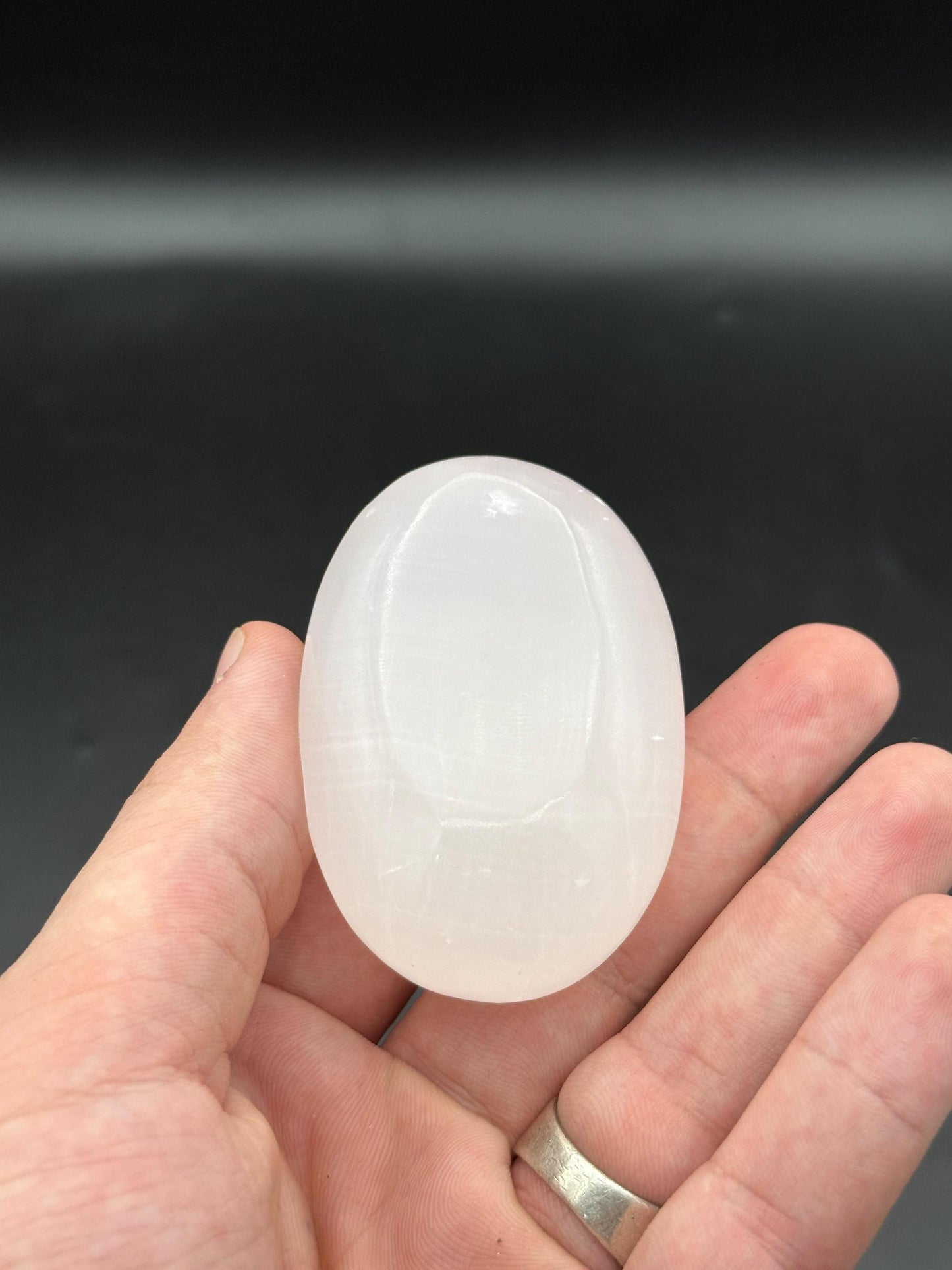 Polished White Quartz Palm Stone  Calming Meditation Crystal