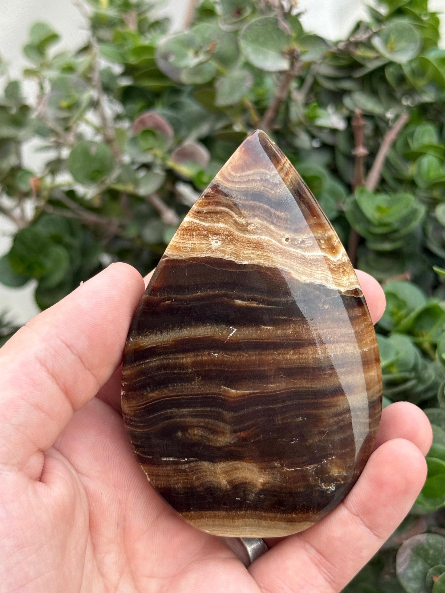 Hand Carved Brown Onyx Lamp  Polished Crystal Stone Light