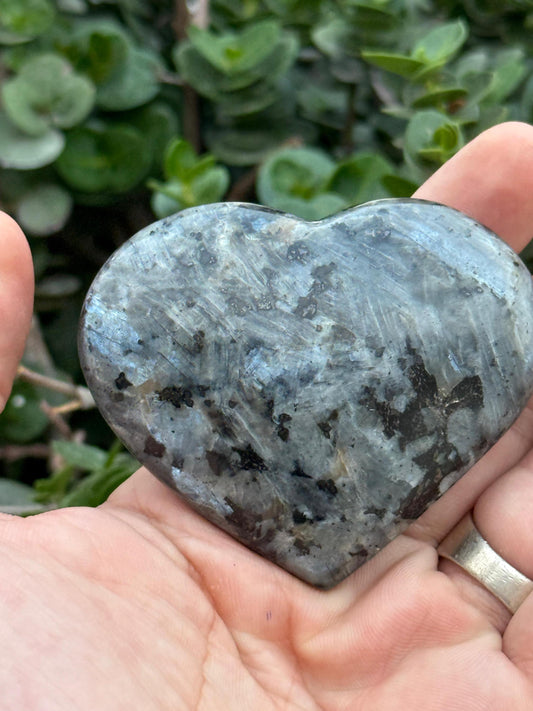 Labradorite Heart Crystal  Polished Gemstone with Blue Flash