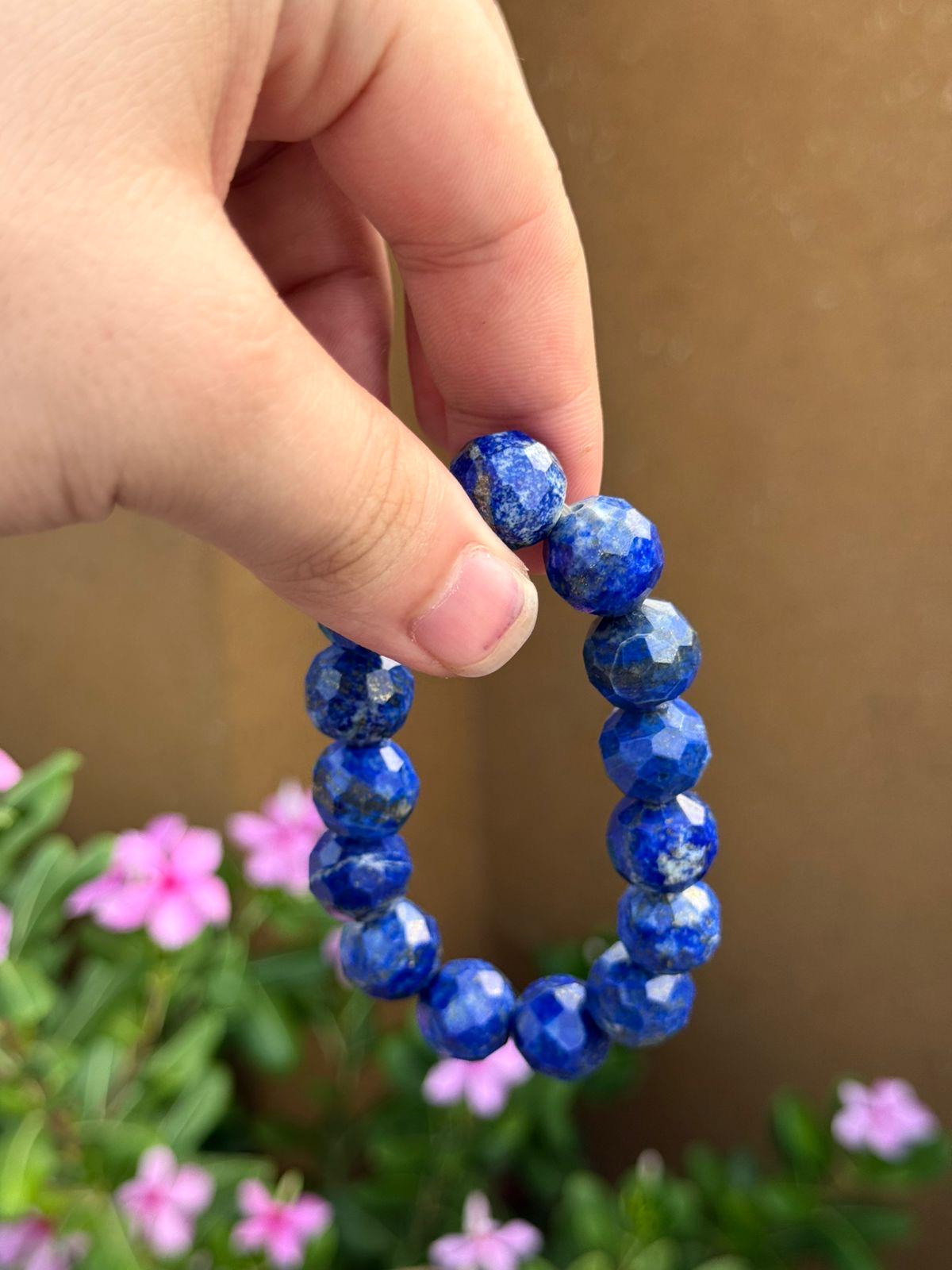 Natural Afghan Lapis Lazuli Faceted Bracelet   Beads  Genuine Afghanistan Gemstone Jewelry
