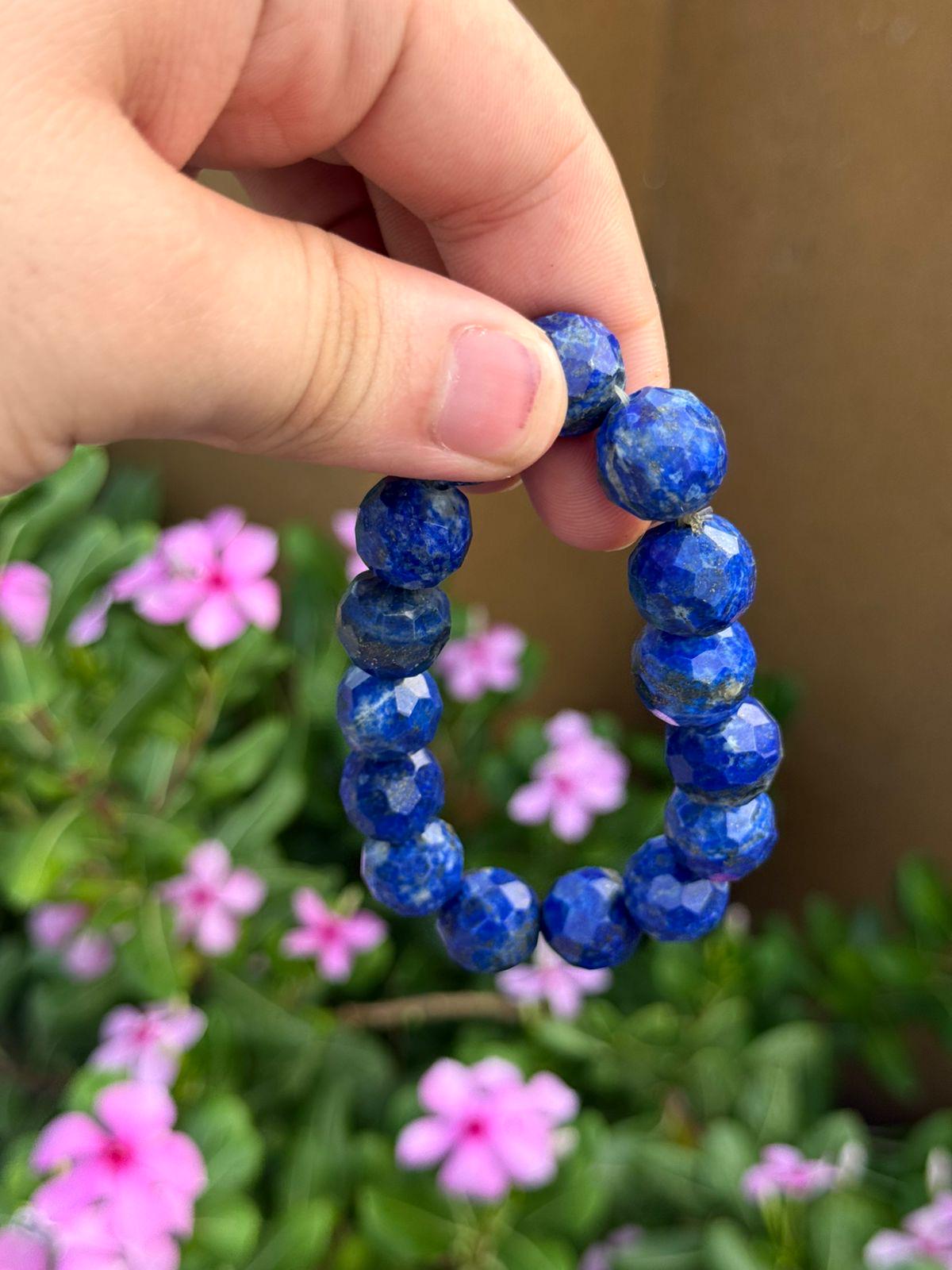 Natural Afghan Lapis Lazuli Faceted Bracelet   Beads  Genuine Afghanistan Gemstone Jewelry