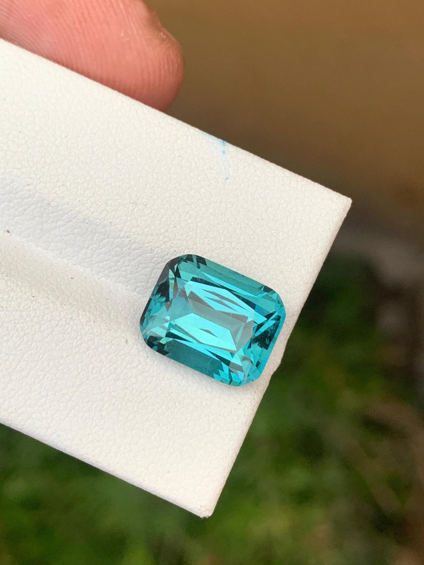 Natural Blue Green Tourmaline Rectangular Cushion Emerald Cut Loose Gemstone for Fine Jewelry
