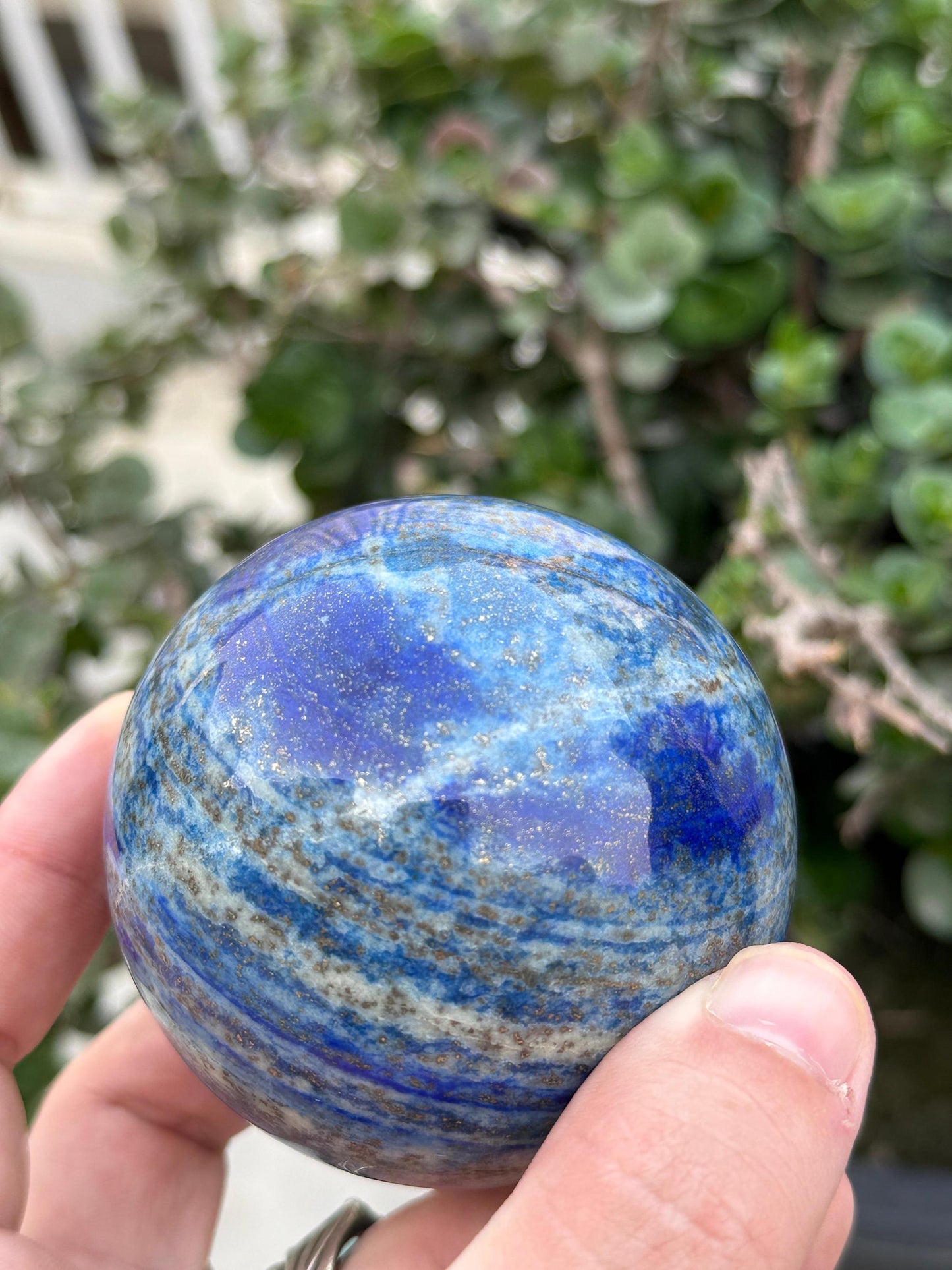 Natural Lapis Lazuli Sphere Polished Crystal Ball  Blue Healing Stone from Afghanistan