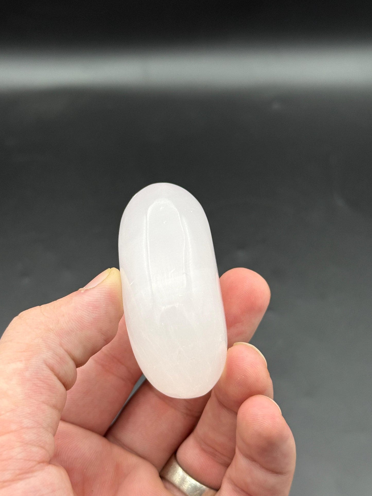 Polished White Quartz Palm Stone  Calming Meditation Crystal