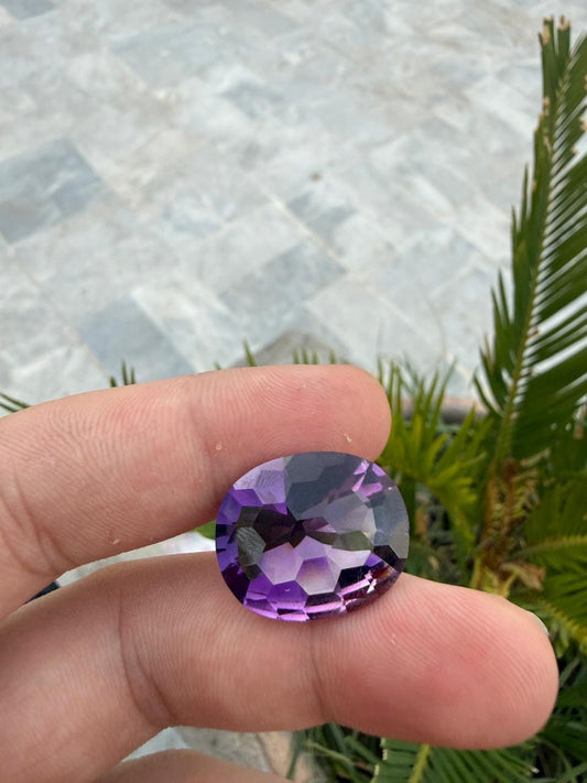 African Amethyst Gemstone 21.60 ct Oval Cut Deep Purple
