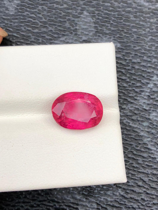Natural Rubellite Tourmaline Gemstone  Faceted Oval  Rare Pink Red Tourmaline for Custom Jewelry