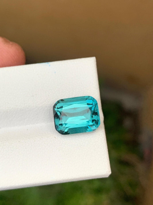 Natural Blue Green Tourmaline Rectangular Cushion Emerald Cut Loose Gemstone for Fine Jewelry