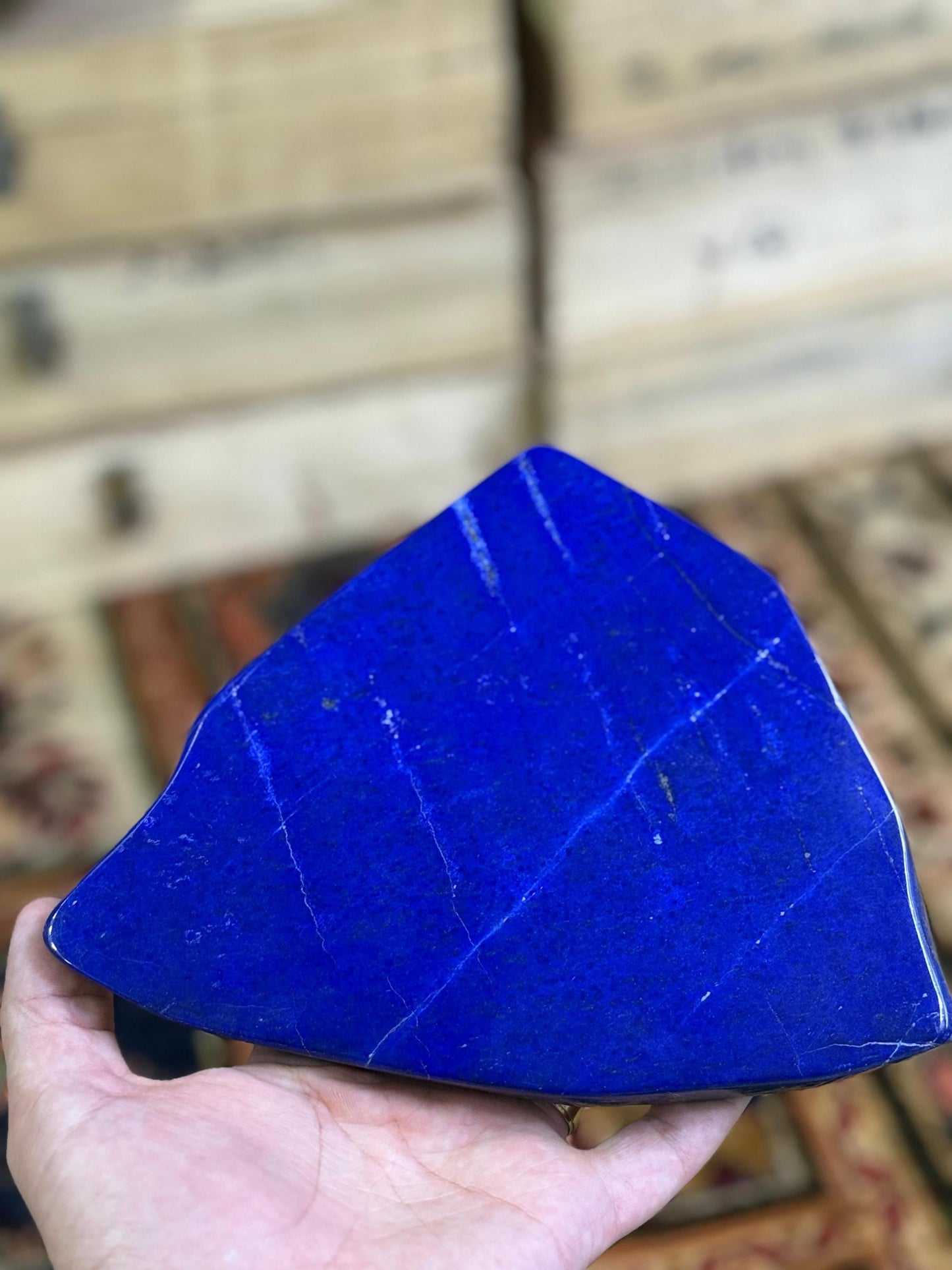 Hand Carved Lapis Lazuli Crystal: Polished Blue Gemstone Decor