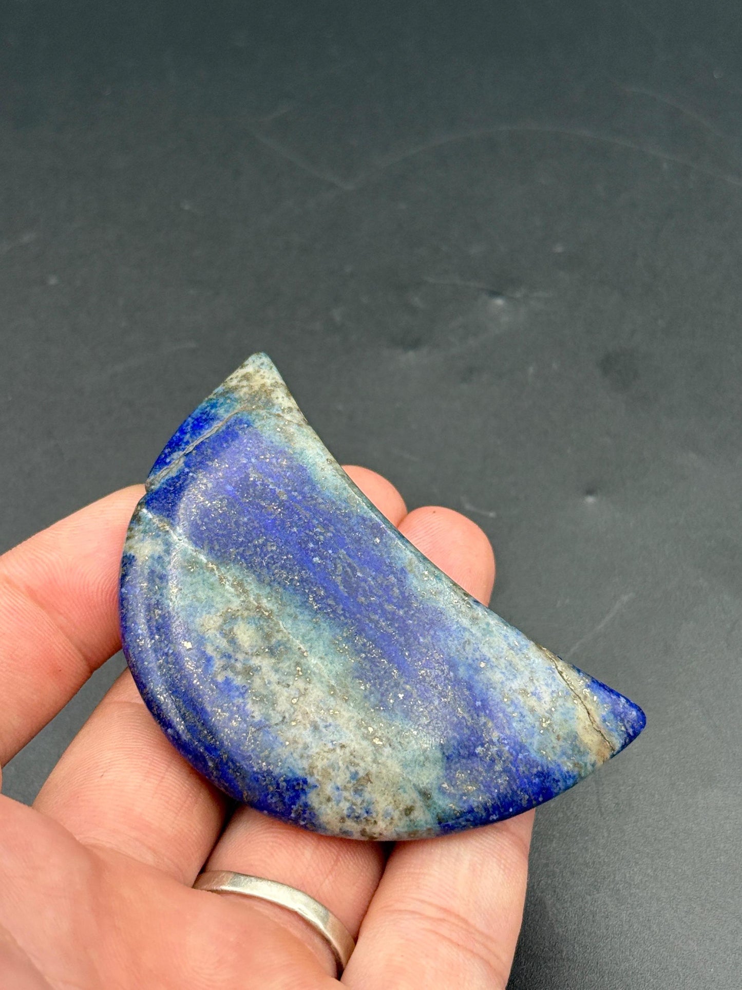 Natural Lapis Lazuli Moon  Polished Blue Crystal  Healing Stone Home Decor from Afghanistan
