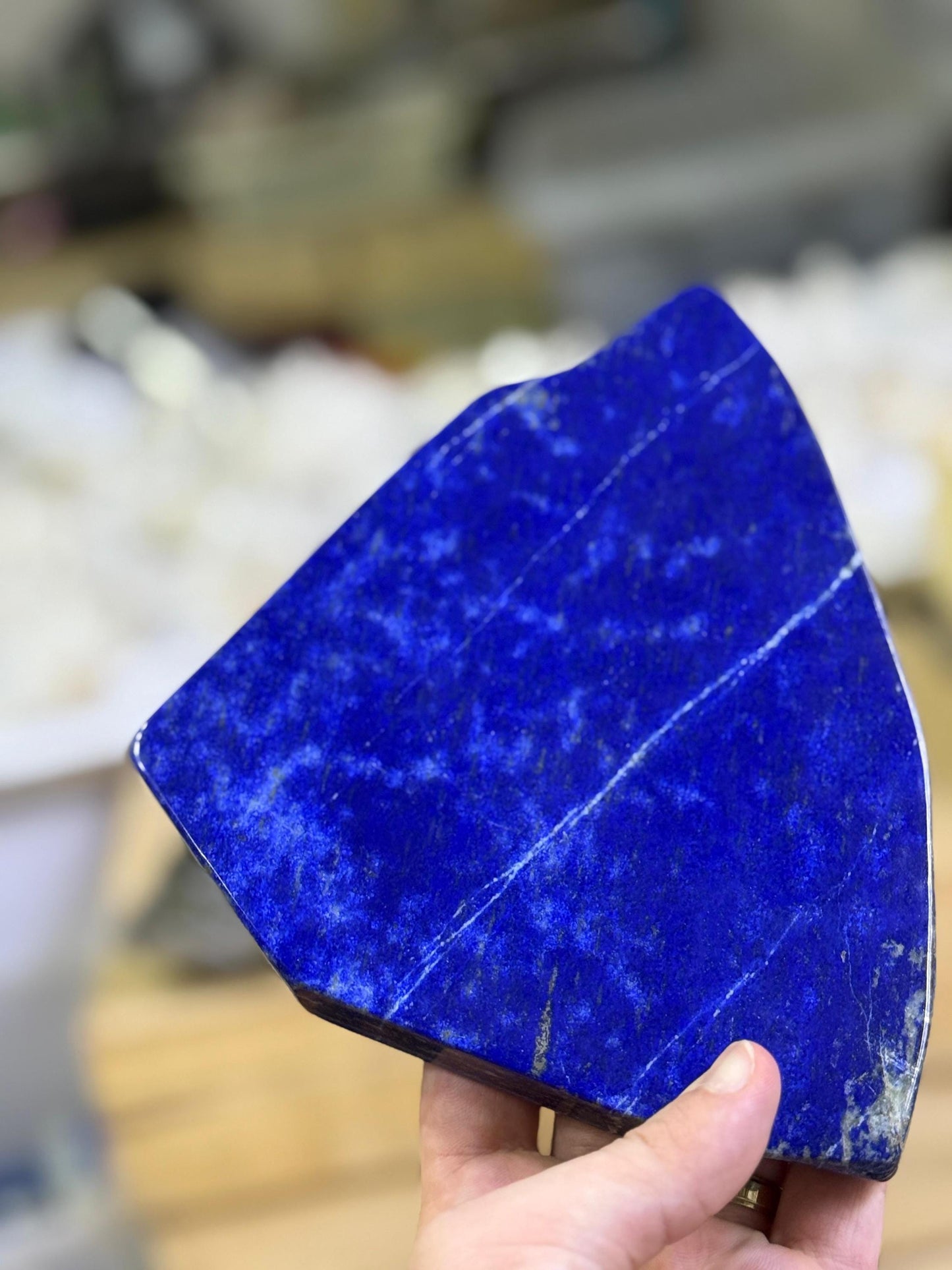 Hand Carved Lapis Lazuli Crystal: Polished Blue Gemstone Decor