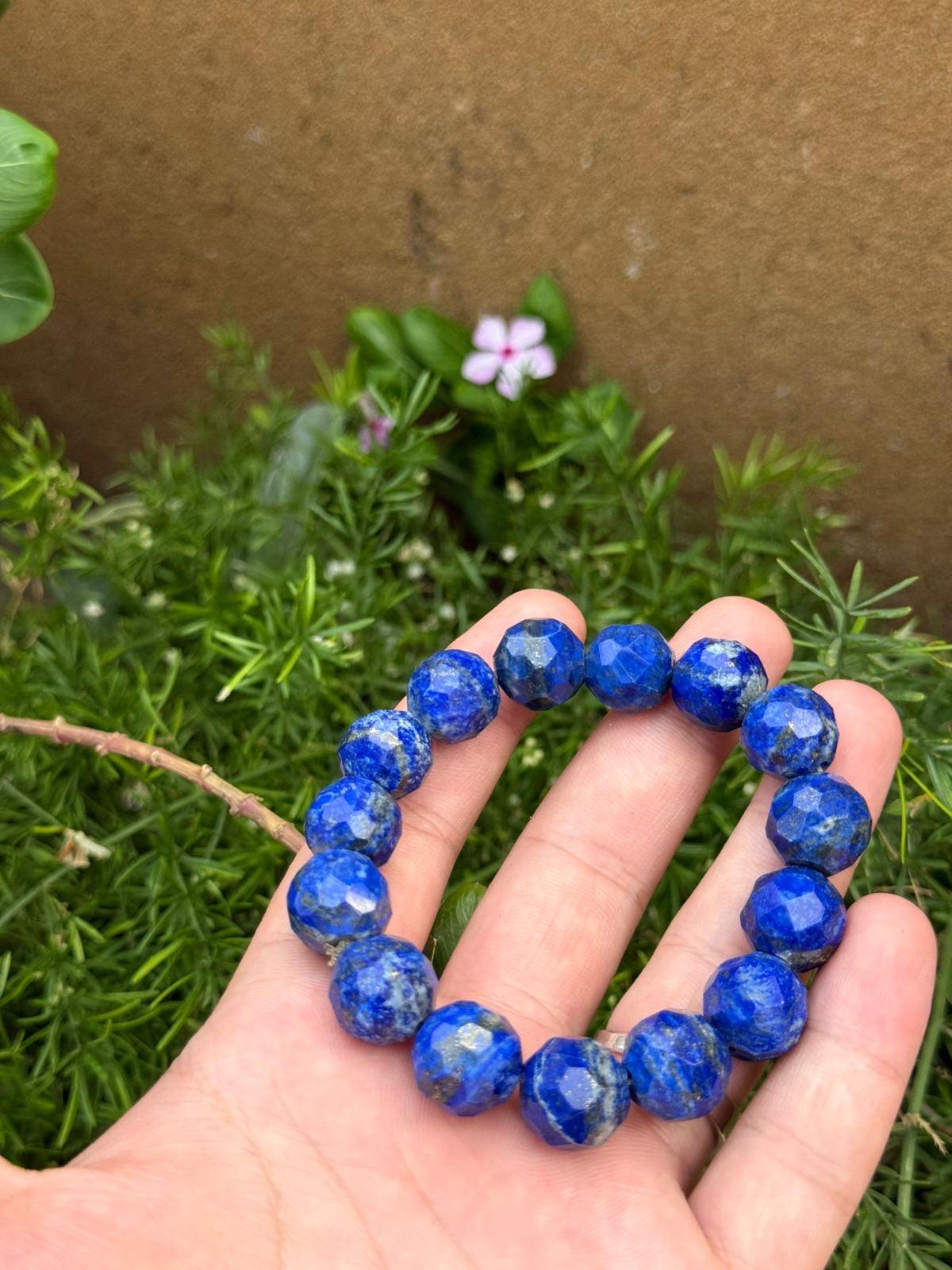 Natural Afghan Lapis Lazuli Faceted Bracelet   Beads  Genuine Afghanistan Gemstone Jewelry