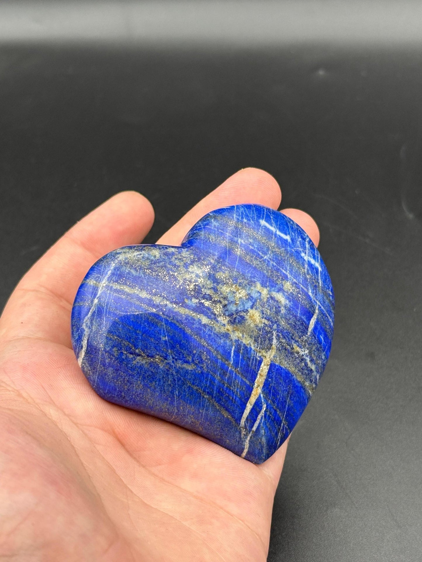 Polished Lapis Lazuli Heart Natural Blue Crystal Stone from Afghanistan