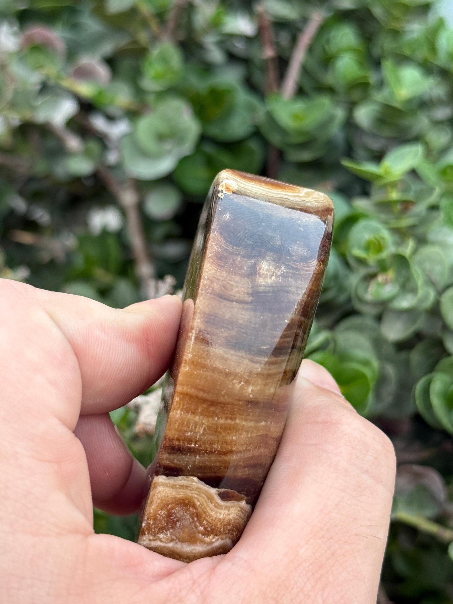 Hand Carved Brown Onyx Lamp  Polished Crystal Stone Light