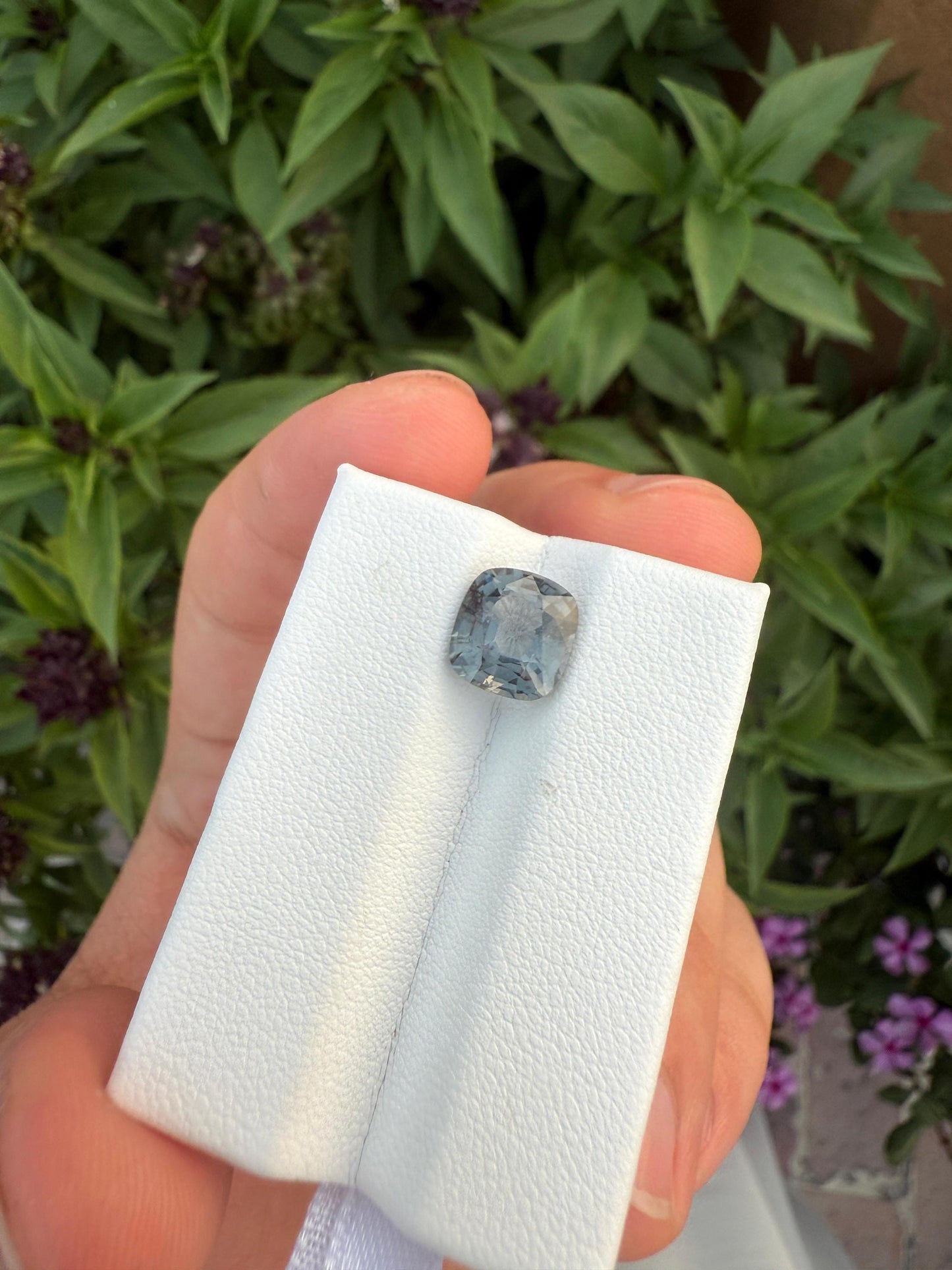 Natural Grey Spinel Gemstone: 3.36 Carat Cushion Cut Burma Spinel