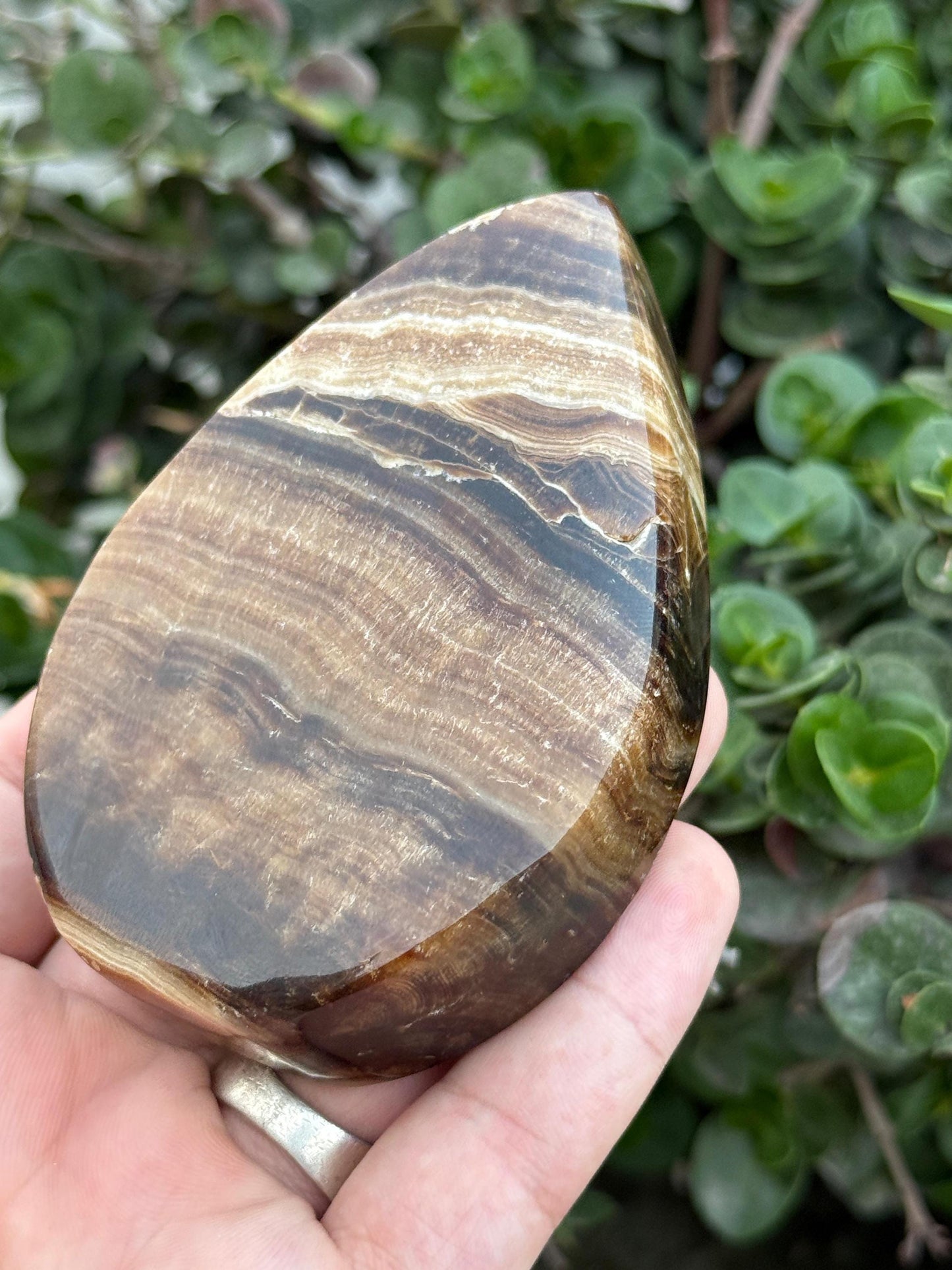 Hand Carved Brown Onyx Lamp  Polished Crystal Stone Light