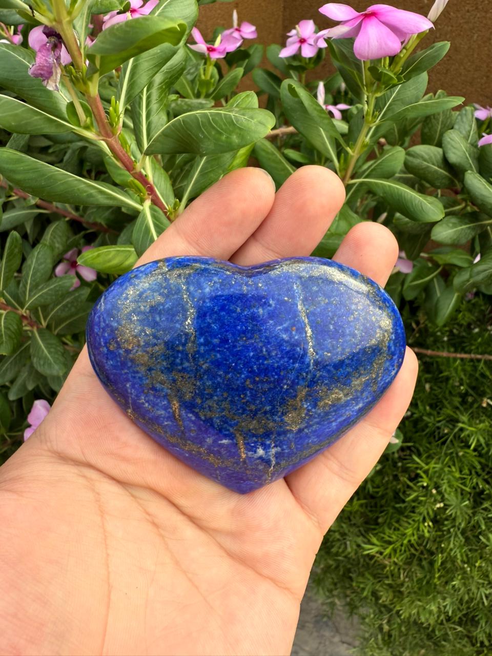 Natural Afghan Lapis Lazuli Heart  Polished Blue Crystal  Afghanistan Gemstone Decor